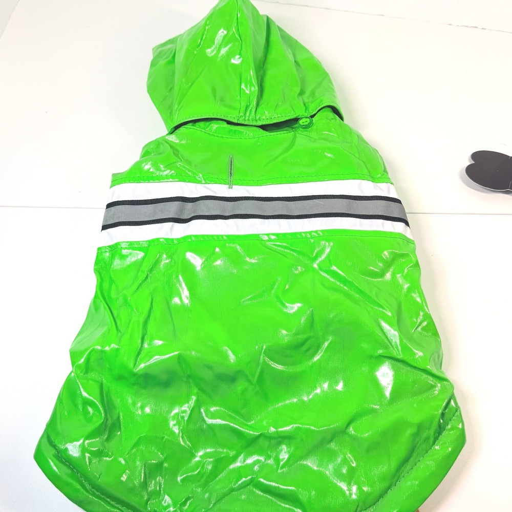 Pet Life Reflecta-Glow Waterproof Dog Rain Jacket Medium Green Reflective Safety